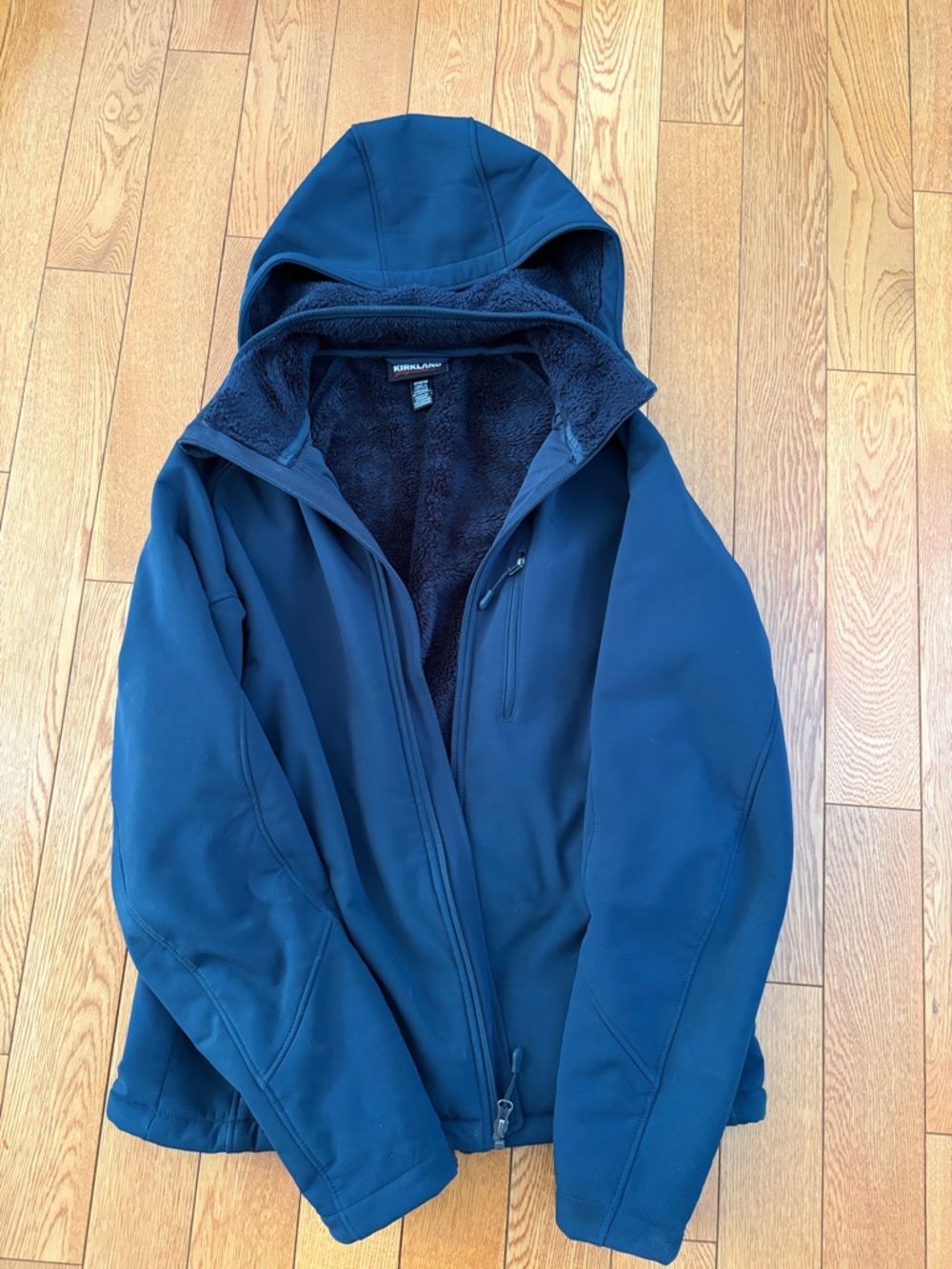 Kirkland Signature Men's Dark Blue Hooded Softshell Jacket